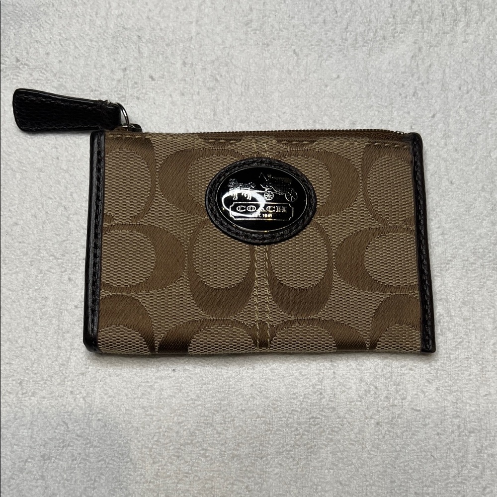 Coach Tan and Black Signature Wallet
